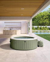 PureSpa Olive Green Round Bubble Inflatable Spa Set - 4-Person