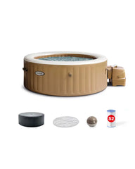 PureSpa Sahara Tan Round Bubble Inflatable Spa Set - 4-Person