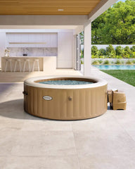 PureSpa Sahara Tan Round Bubble Inflatable Spa Set - 4-Person