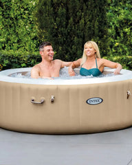 PureSpa Sahara Tan Round Bubble Inflatable Spa Set - 4-Person