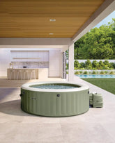PureSpa Olive Green Round Bubble Inflatable Spa Set - 6-Person