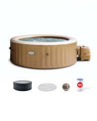 PureSpa Sahara Tan Round Bubble Inflatable Spa Set - 6-Person