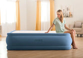 20" Queen Dura-Beam® Deluxe Thermalux Air Mattress with Built-In Electric Pump - Blue