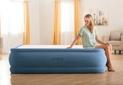 20" Queen Dura-Beam® Deluxe Thermalux Air Mattress with Built-In Electric Pump - Blue